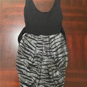 Chic Black and Silver Patterned Mini Dress